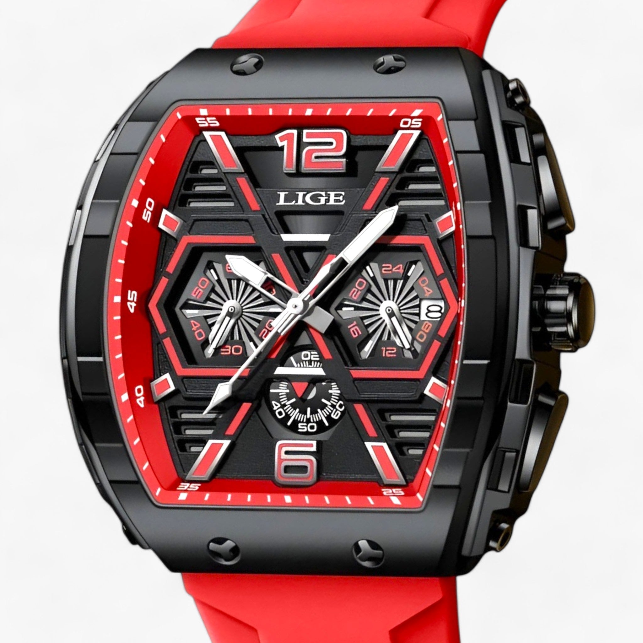 watches : Luxe Waterproof Kvarnurk - Geeft Je Look Precisie in Rood van Pantino