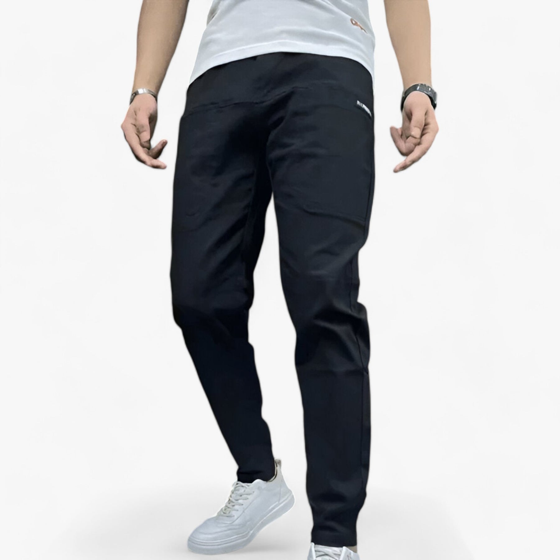 Cargo Pants : Broek in Stretch Heren - Ultieme Flexibiliteit - Zwart in Zwart van Pantino