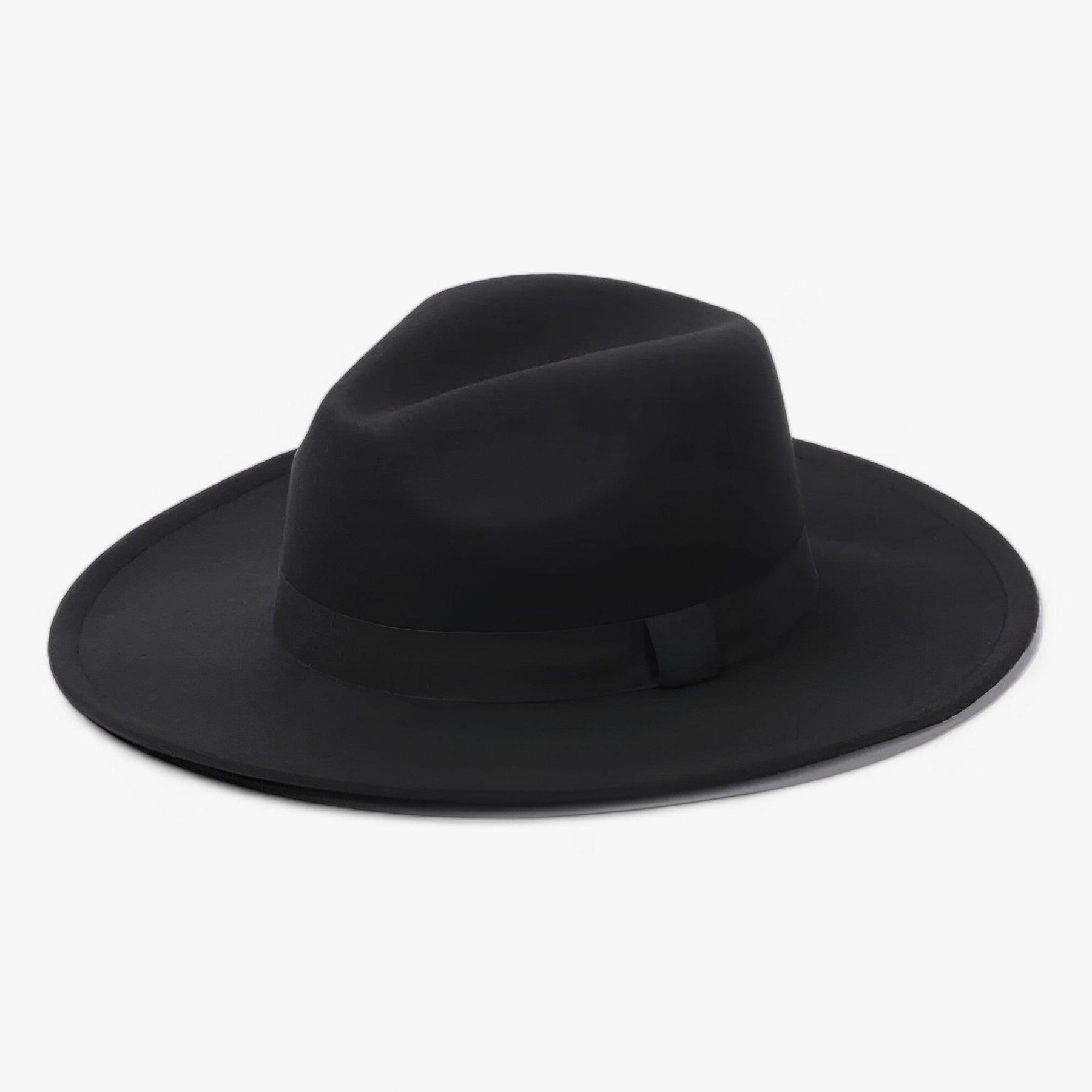 Fedora Hat : Unisex Vintage Wol Fedora - Tijdloze Stijl voor Koel Weer - Zwart in Zwart van Pantino