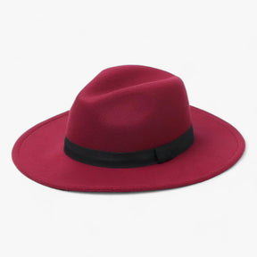 Fedora Hat : Unisex Vintage Wol Fedora - Tijdloze Stijl voor Koel Weer - Zwart in Wijn rood van Pantino