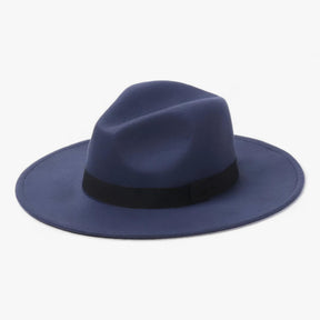 Fedora Hat : Unisex Vintage Wol Fedora - Tijdloze Stijl voor Koel Weer - Zwart in Marineblauw van Pantino