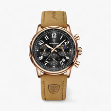 watches : Horloge Roségoud Bruin - Luxe Militair Sporthorloge - Waterdicht & Lichtgevend in Roségoud Zwart van Pantino