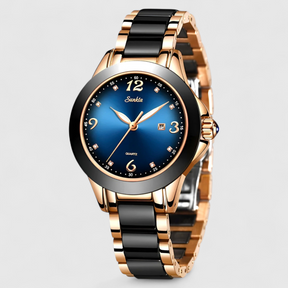 watches : Keramische Klok - Tijdloze Schoonheid en Betrouwbaarheid - Zilver Zwart in Roségoud Blauw van Pantino
