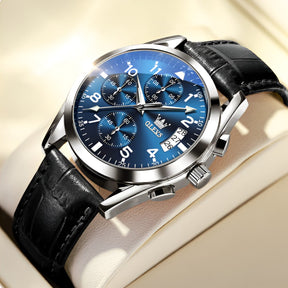 watches : Lichtgevende Kwartsklok - Elegant & Waterbestendig - Zwartblauw in van Pantino