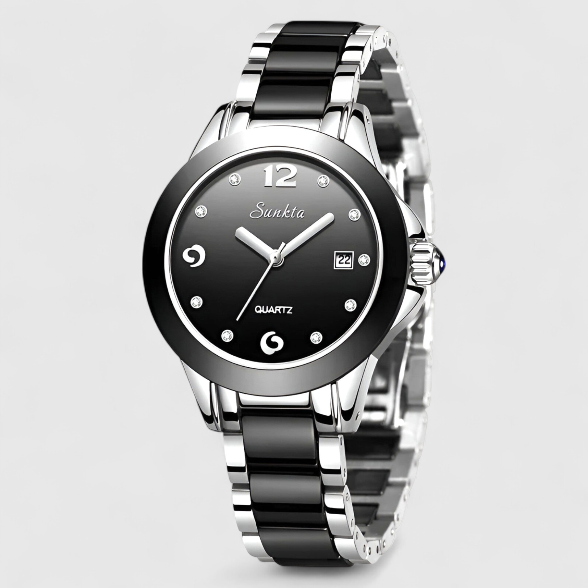 watches : Keramische Klok - Tijdloze Schoonheid en Betrouwbaarheid - Zilver Zwart in Zilver Zwart van Pantino