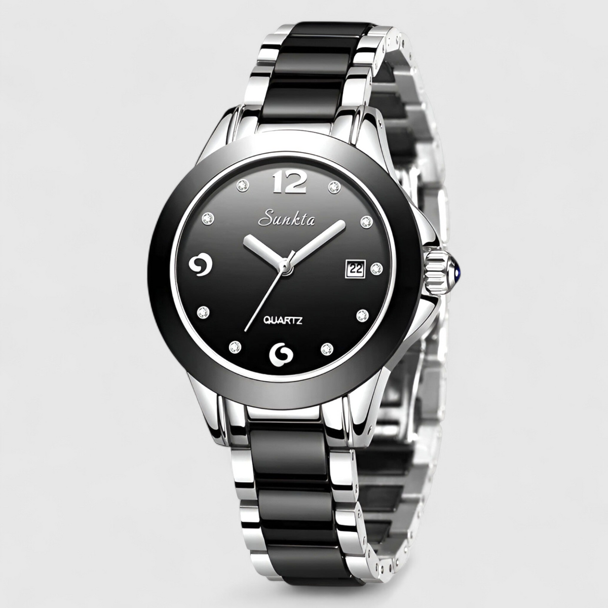 watches : Keramische Klok - Tijdloze Schoonheid en Betrouwbaarheid - Zilver Zwart in Zilver Zwart van Pantino