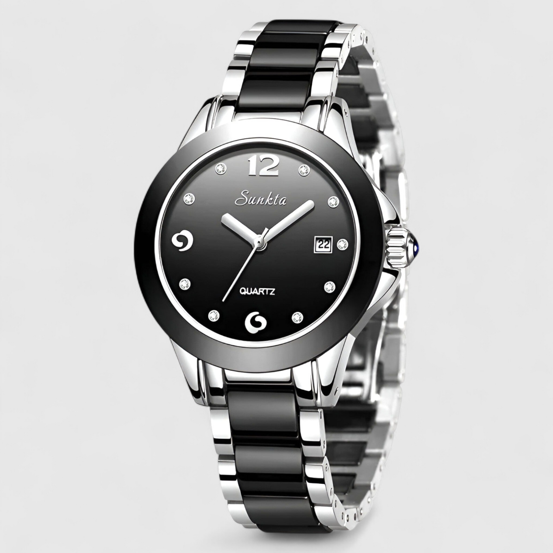 watches : Keramische Klok - Tijdloze Schoonheid en Betrouwbaarheid - Zilver Zwart in Zilver Zwart van Pantino