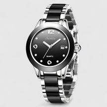 watches : Keramische Klok - Tijdloze Schoonheid en Betrouwbaarheid - Zilver Zwart in Zilver Zwart van Pantino