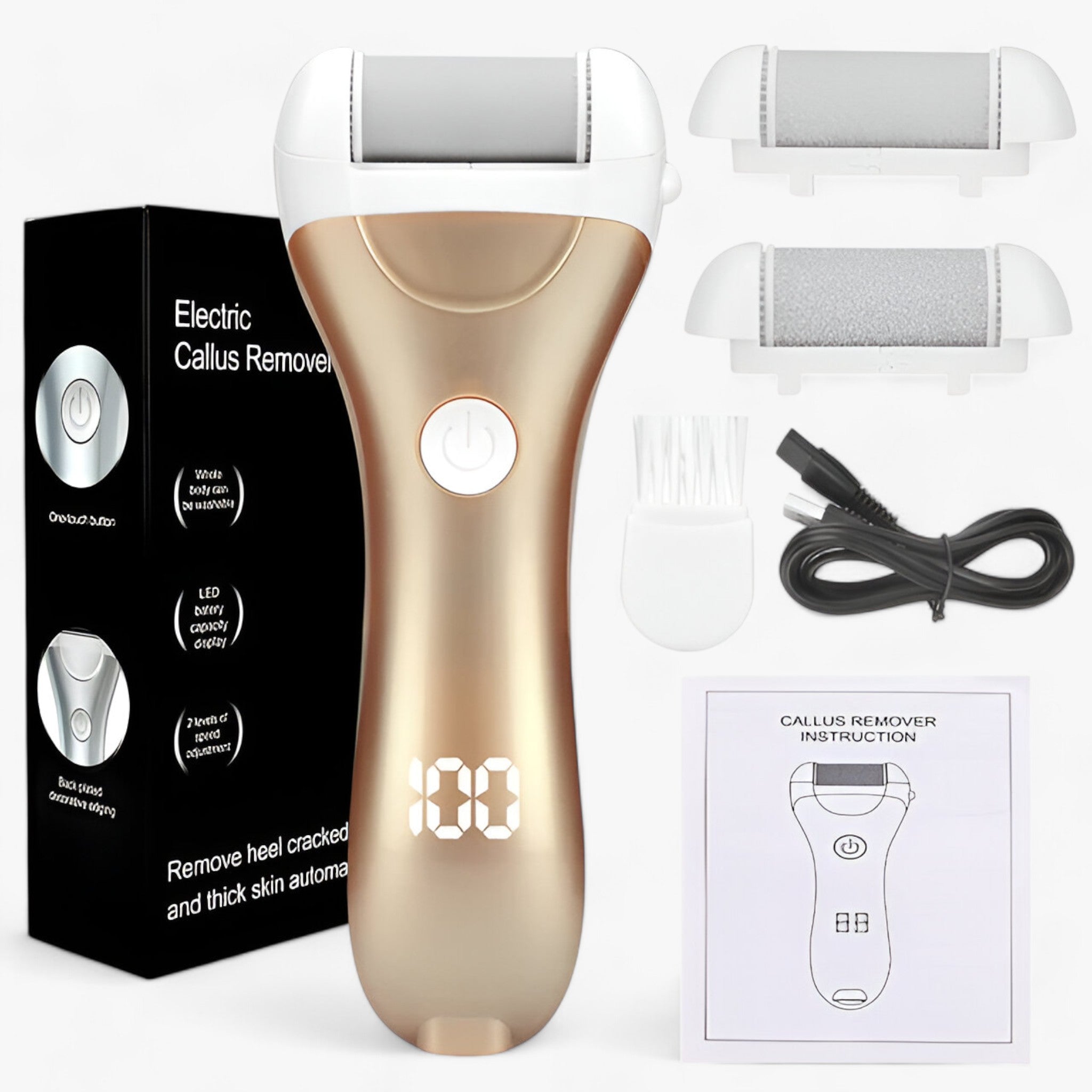 Electric Callus Remover : Lima voor Voeten - Elektrische Epilator voor Eelt - Maakt de Voeten Glad in Goud-met doos van Pantino