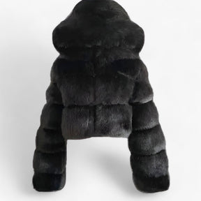 Faux Fur Jacket : Jas Zilvergrijs - Adele Zachte van Imitatiebont - Luxueuze Warmte en Elegantie in Zwart van Pantino