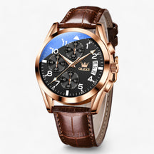 watches : Lichtgevende Kwartsklok - Elegant & Waterbestendig - Zwartblauw in Bruin zwart van Pantino
