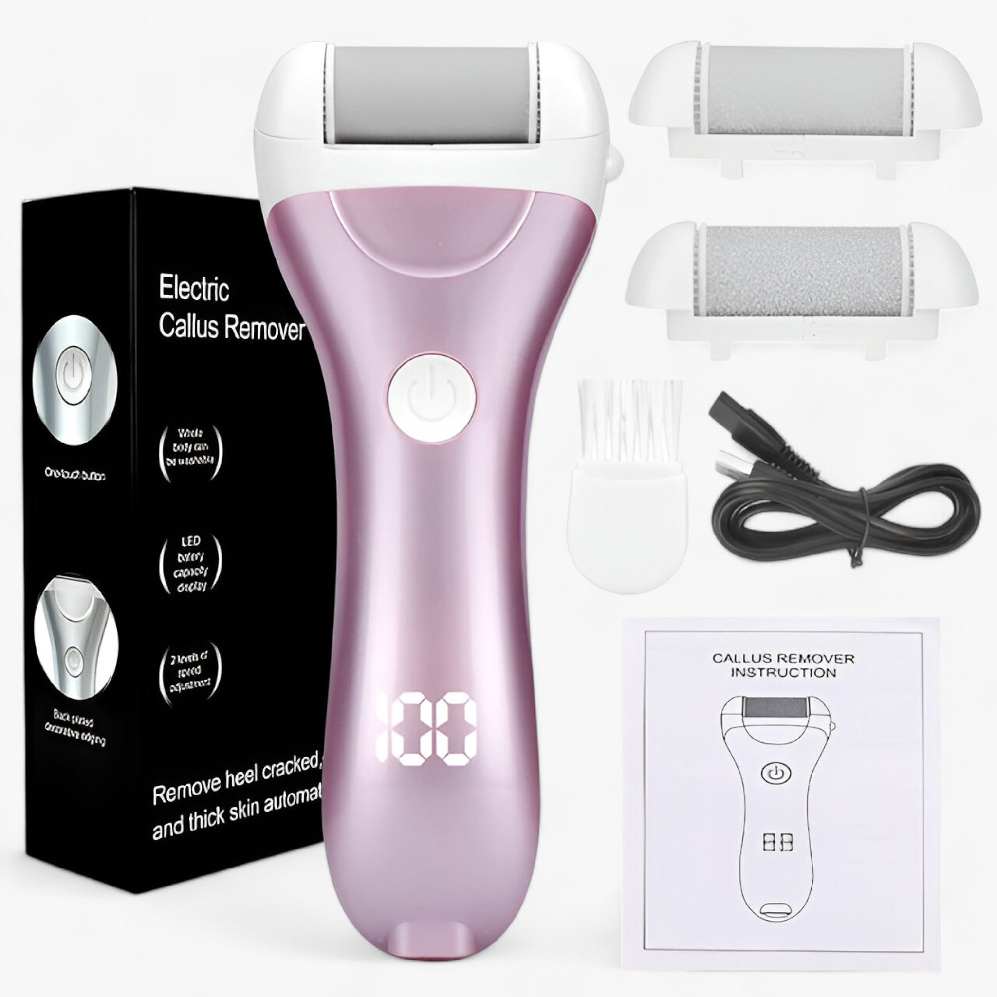 Electric Callus Remover : Lima voor Voeten - Elektrische Epilator voor Eelt - Maakt de Voeten Glad in Rosa-met doos van Pantino