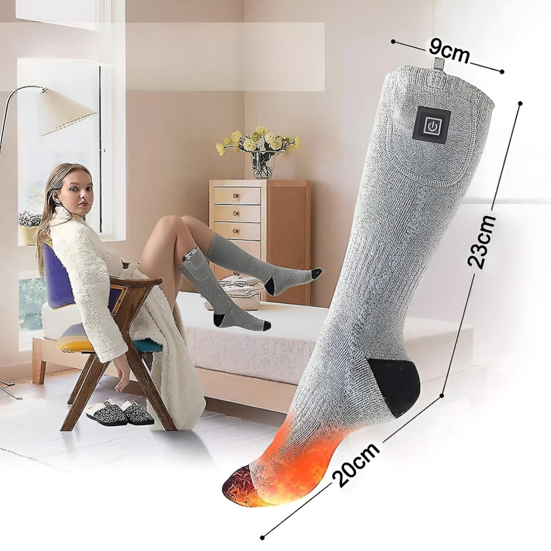 other : HeatSocks - Verstelbare Verwarmde Sokken met 2 Gratis Powerbanks voor Ultiem Comfort - Grijs (One-Size) in van Pantino