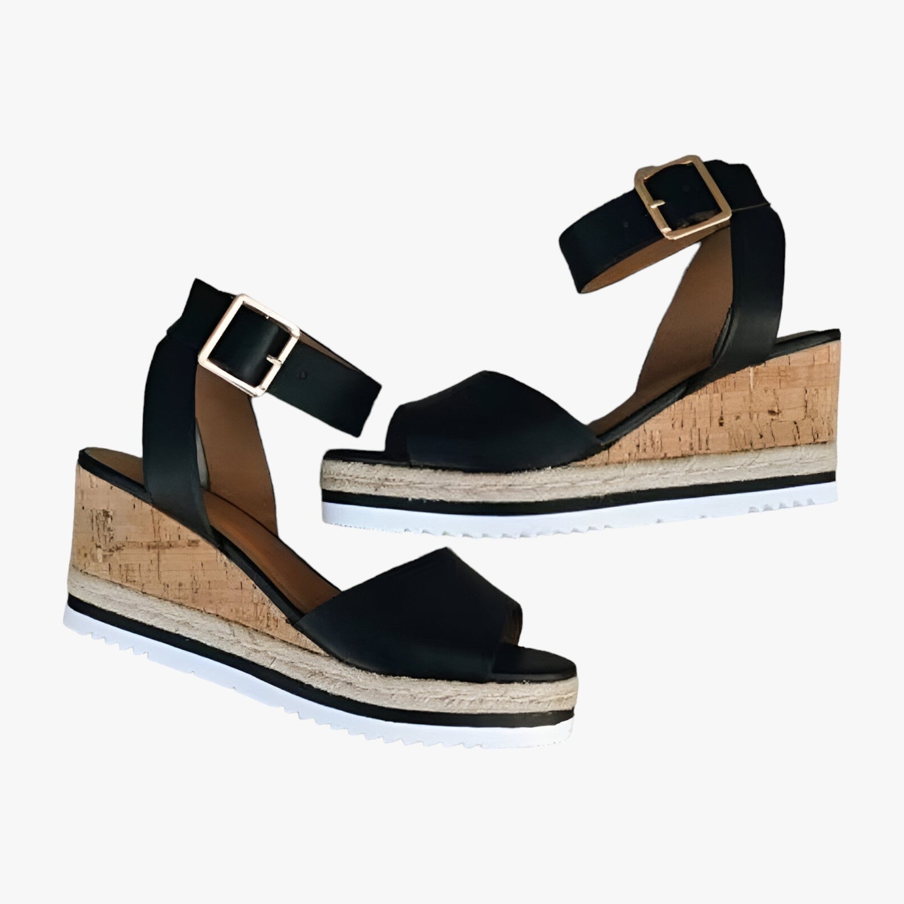Wedge Sandals : Sandales Compensées en Cuir Vegan - Wit in van Pantino