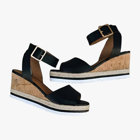 Wedge Sandals : Sandales Compensées en Cuir Vegan - Wit in van Pantino