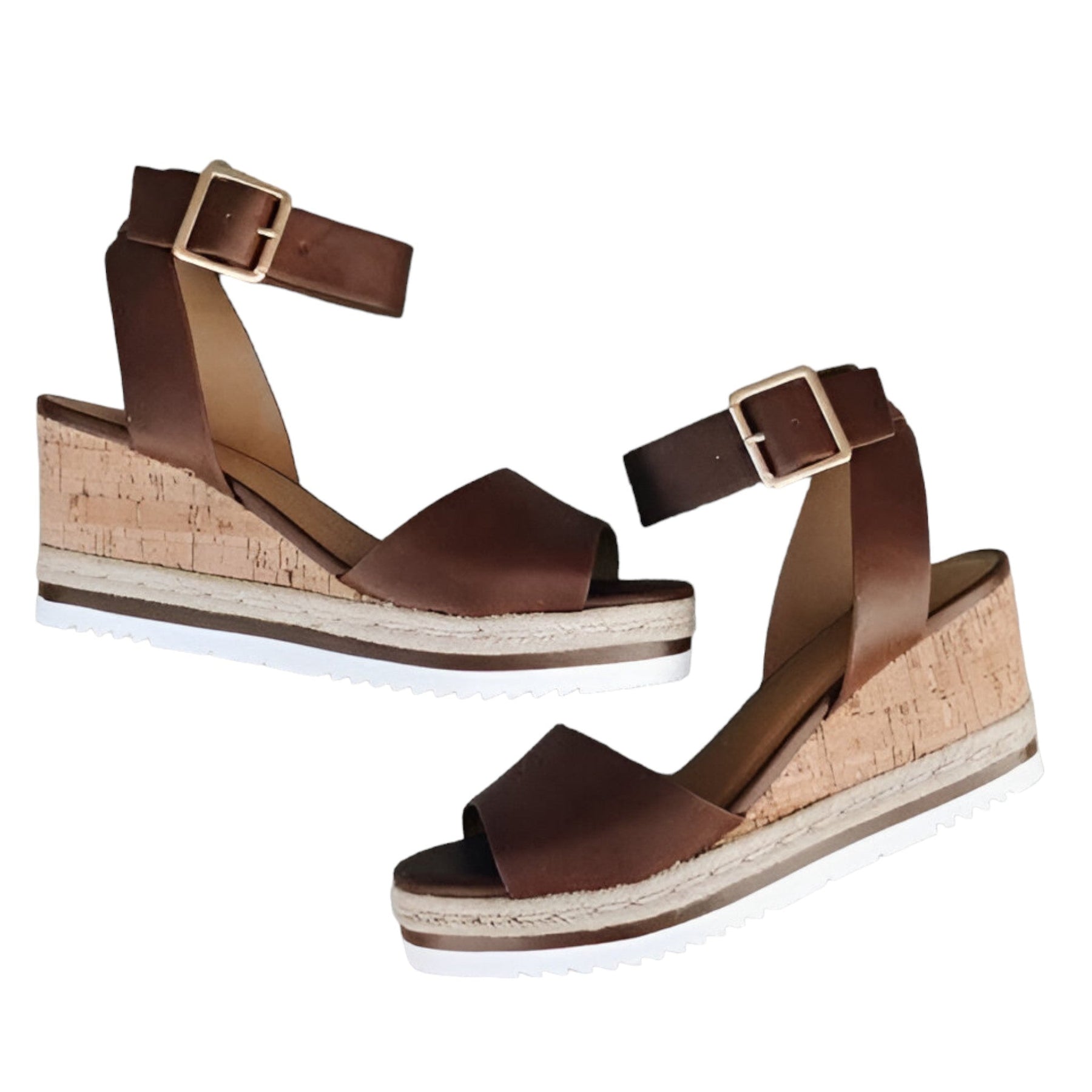 Wedge Sandals : Sandales Compensées en Cuir Vegan - Wit in van Pantino