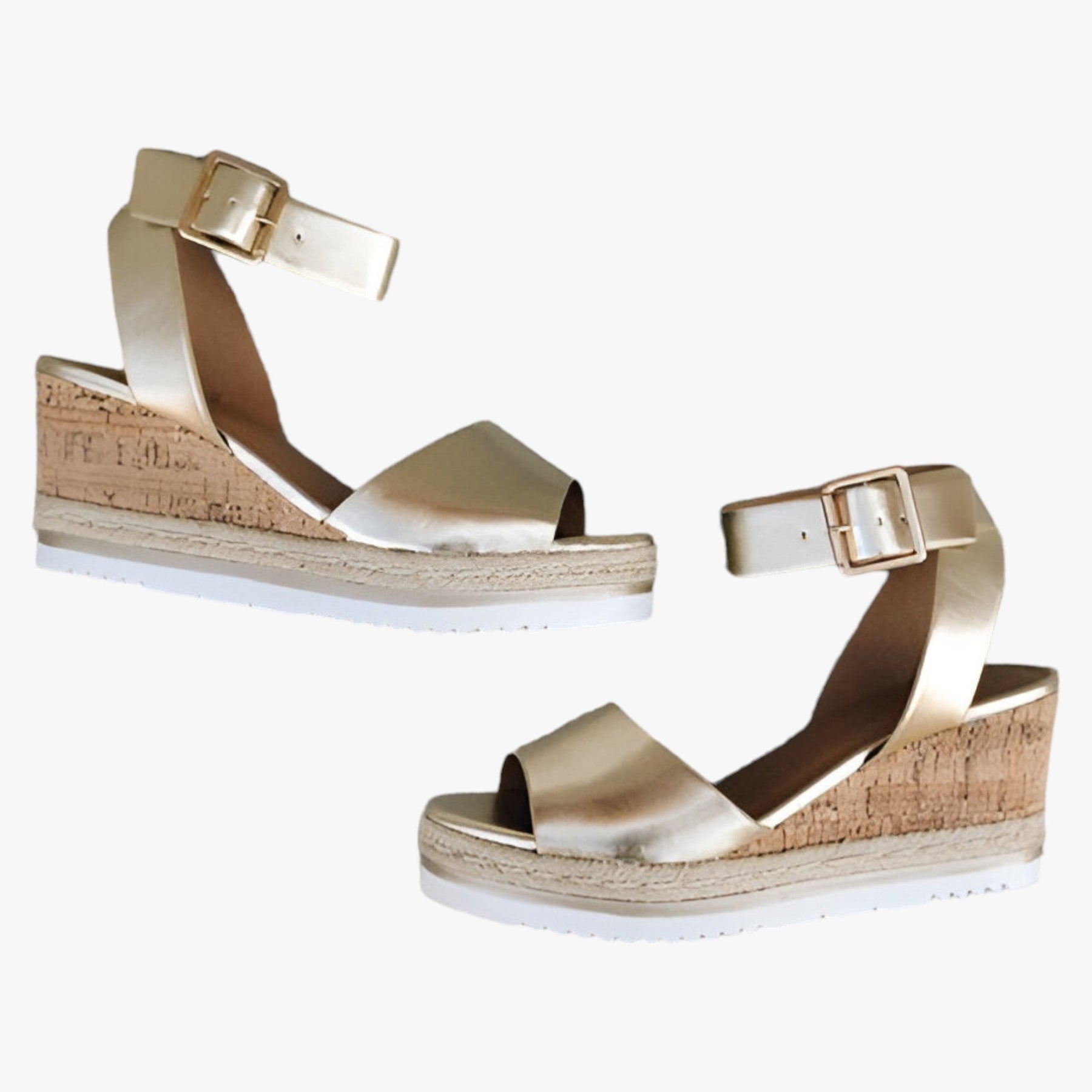 Wedge Sandals : Sandales Compensées en Cuir Vegan - Wit in van Pantino