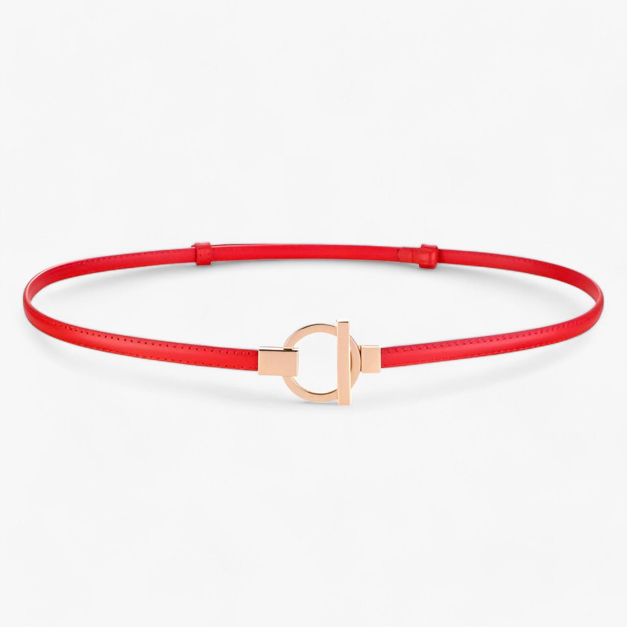 Belt : Elegante Riem Dames - Veilige Pasvorm met Gouden Gesp - Rood in Rood 97cm van Pantino
