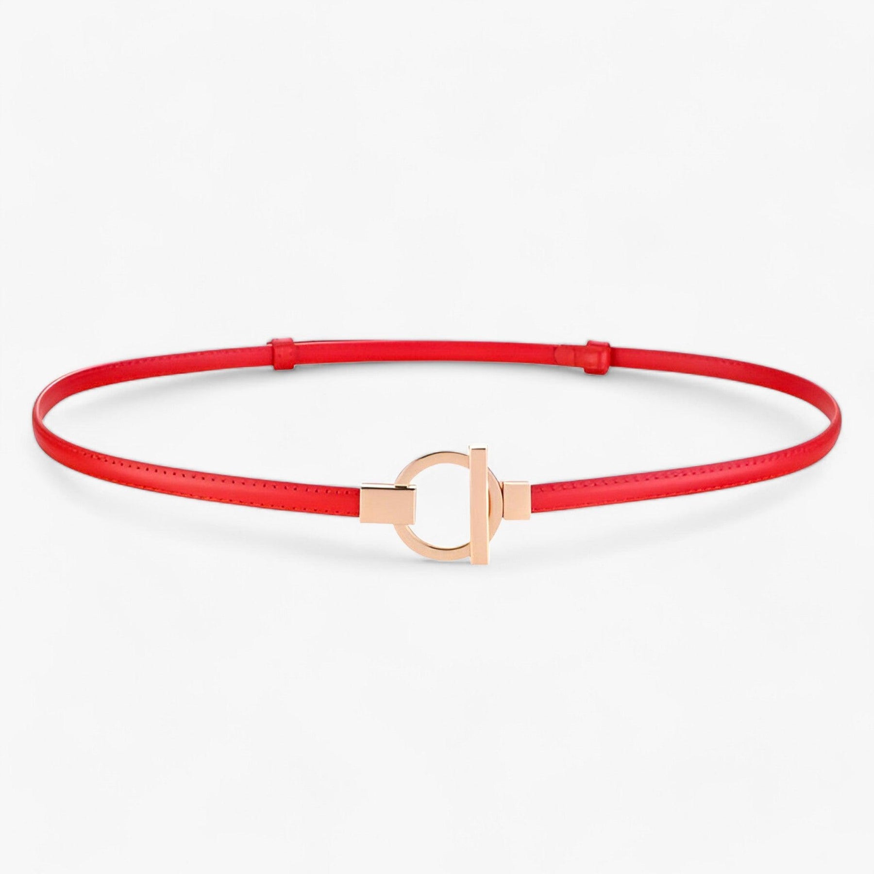 Belt : Elegante Riem Dames - Veilige Pasvorm met Gouden Gesp - Rood in Rood 97cm van Pantino