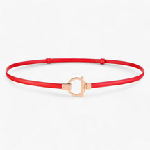 Belt : Elegante Riem Dames - Veilige Pasvorm met Gouden Gesp - Rood in Rood 97cm van Pantino