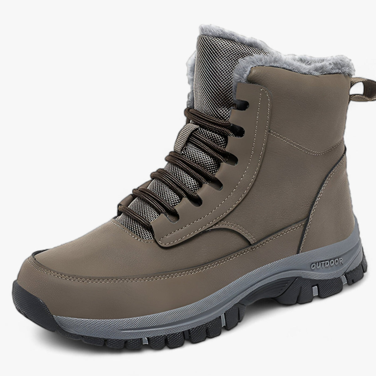 outdoor equipment : Waterproof Leren Sneeuwlaarzen - Ultra Warm en Praktisch voor Mannen - Zwart in Khaki van Pantino