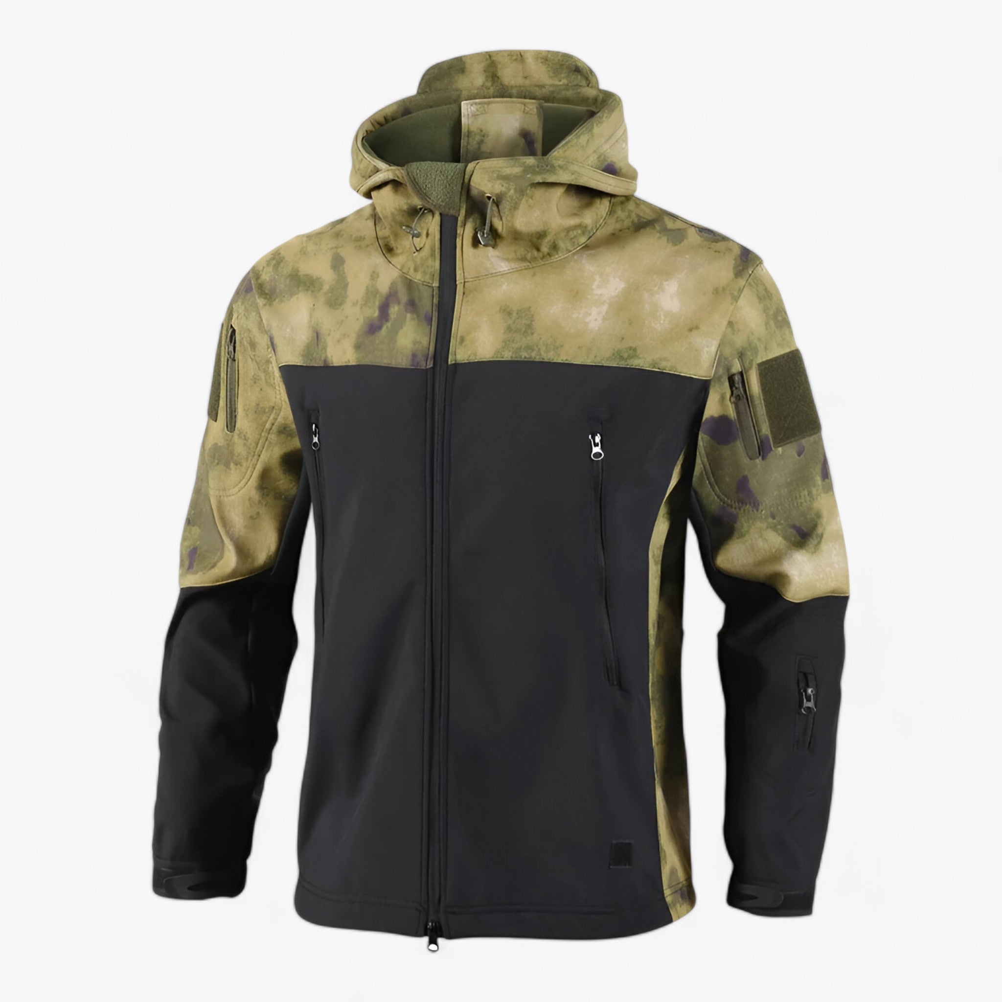 outdoor equipment : Taktische Patchwork-Jacke voor Heren - Waterdicht, Winddicht, met Fleece Voering en Meerdere Zakken - Groene Mantel in Camo Ruins Mantel van Pantino