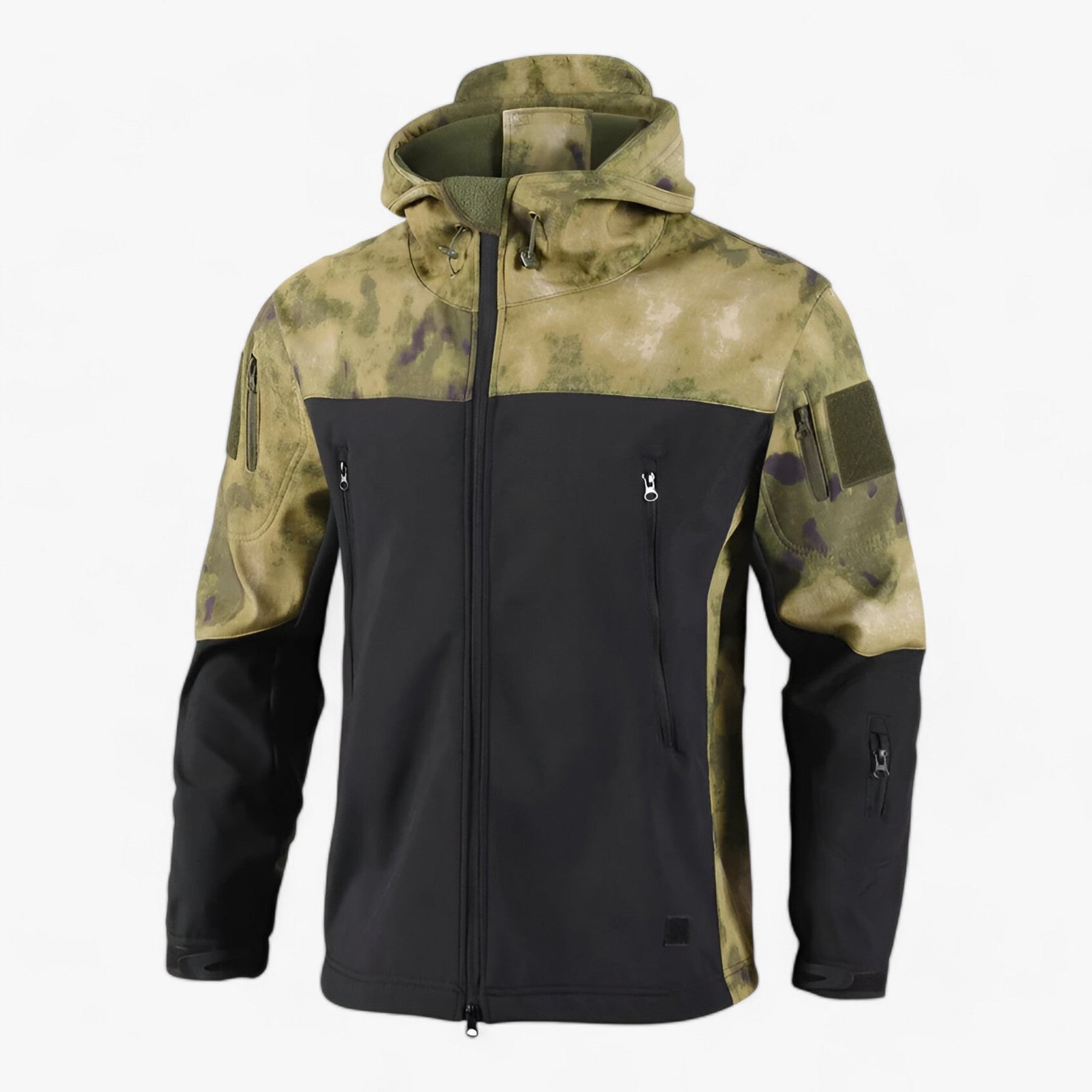 outdoor equipment : Taktische Patchwork-Jacke voor Heren - Waterdicht, Winddicht, met Fleece Voering en Meerdere Zakken - Groene Mantel in Camo Ruins Mantel van Pantino