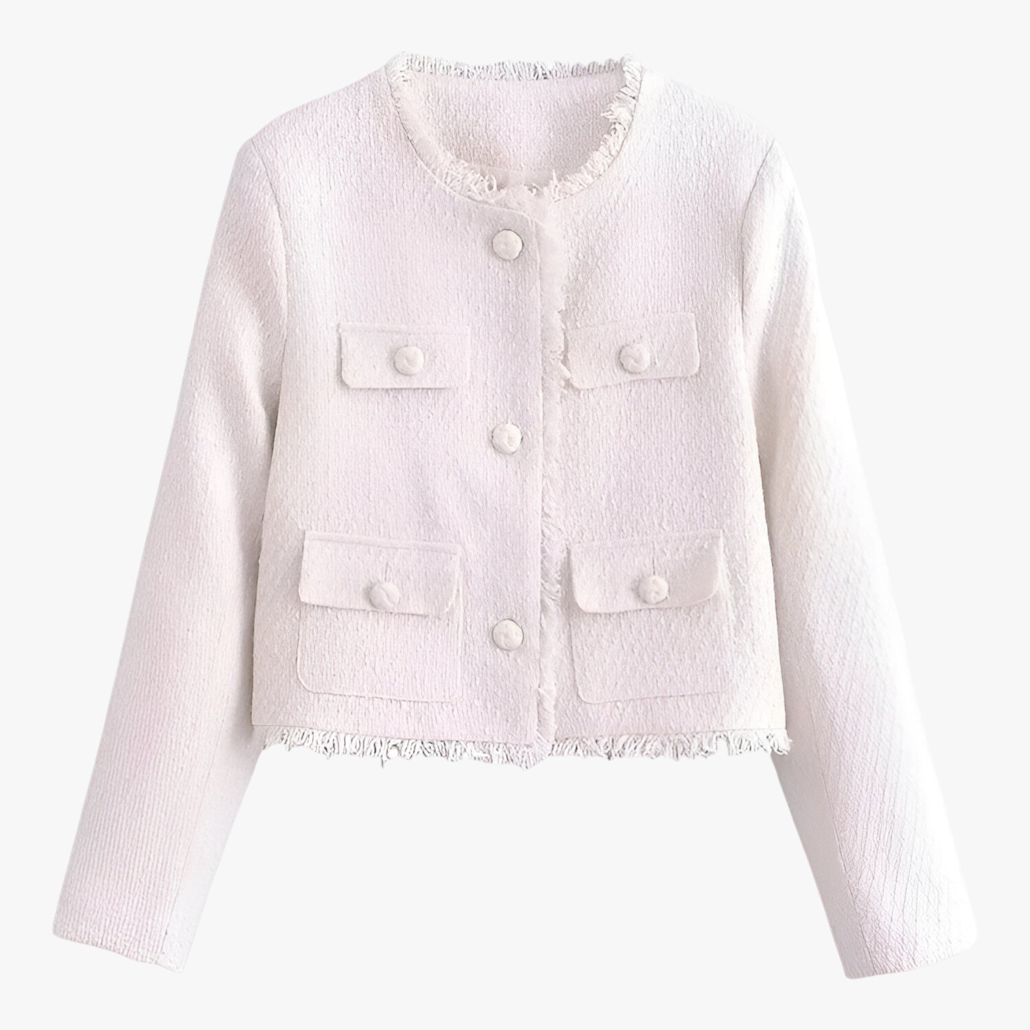 Tweed Jacket : Jas Rood - Korte Tweed - Elegante Textuur voor de Herfst in Wit van Pantino