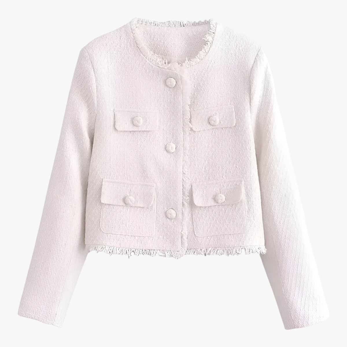 Tweed Jacket : Jas Rood - Korte Tweed - Elegante Textuur voor de Herfst in Wit van Pantino