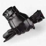 Gants homme noirs - Cuir - Chaleur de laine d’agneau véritable pour l’hiver