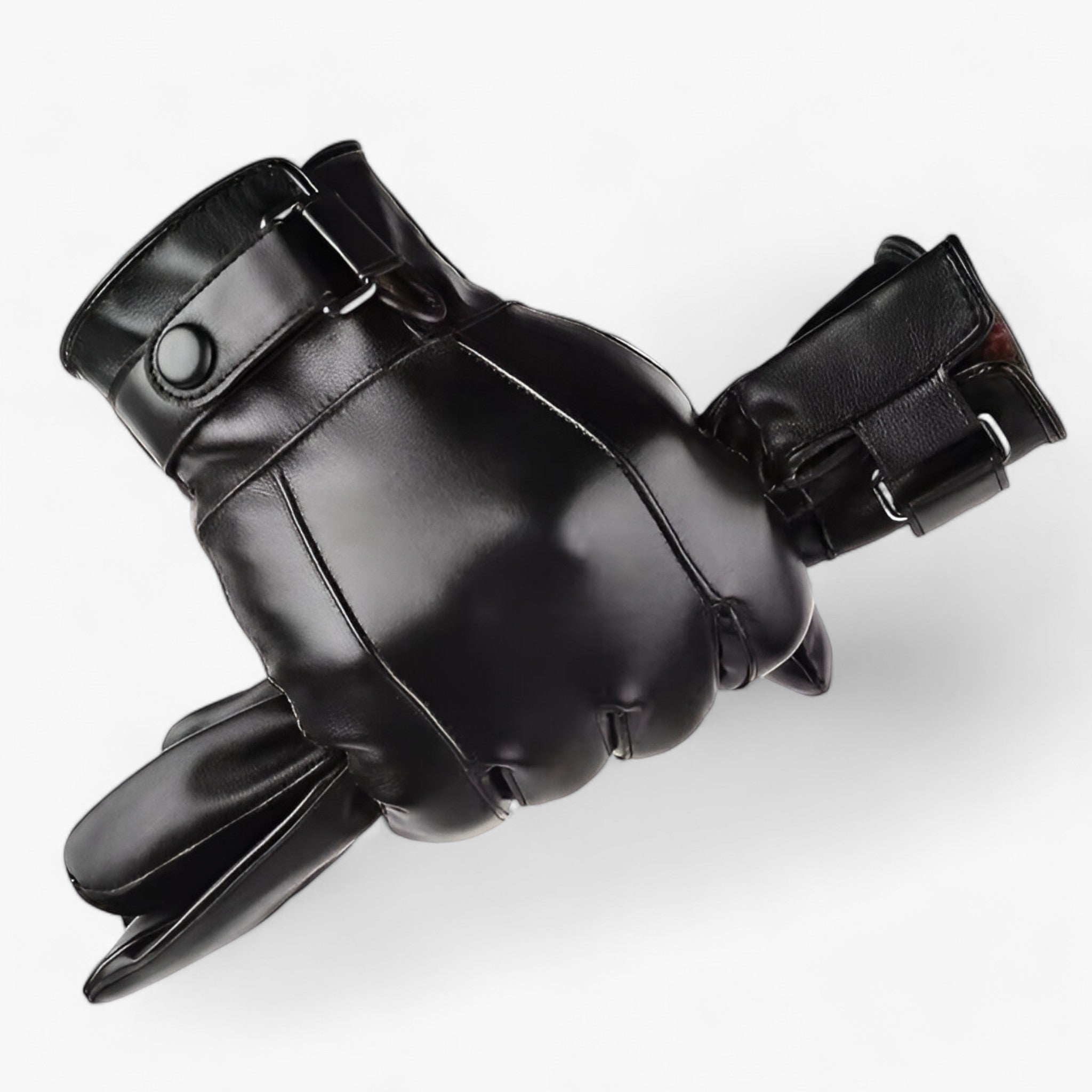 Gloves : Handschoenen Heren Zwart - Leren - Warmte van Echt Lamswol voor de Winter in Zwart One size van Pantino