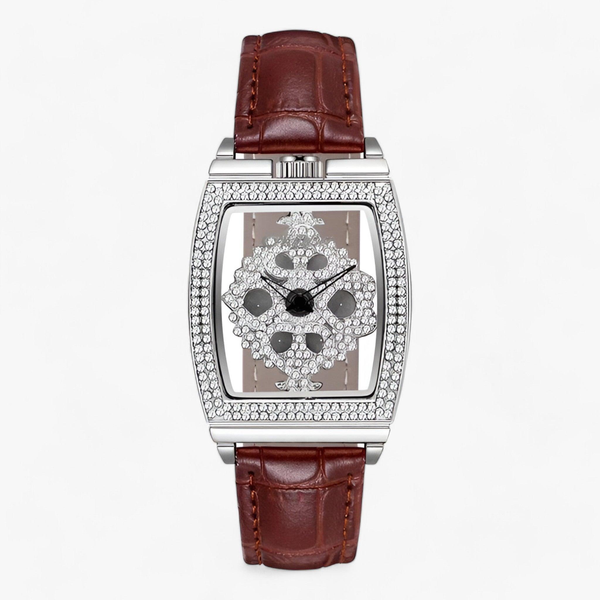watches : Horloge Dames Groen - Luxe Quartz - Sprankelende Elegantie in Bruin van Pantino