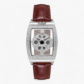 watches : Horloge Dames Groen - Luxe Quartz - Sprankelende Elegantie in Bruin van Pantino