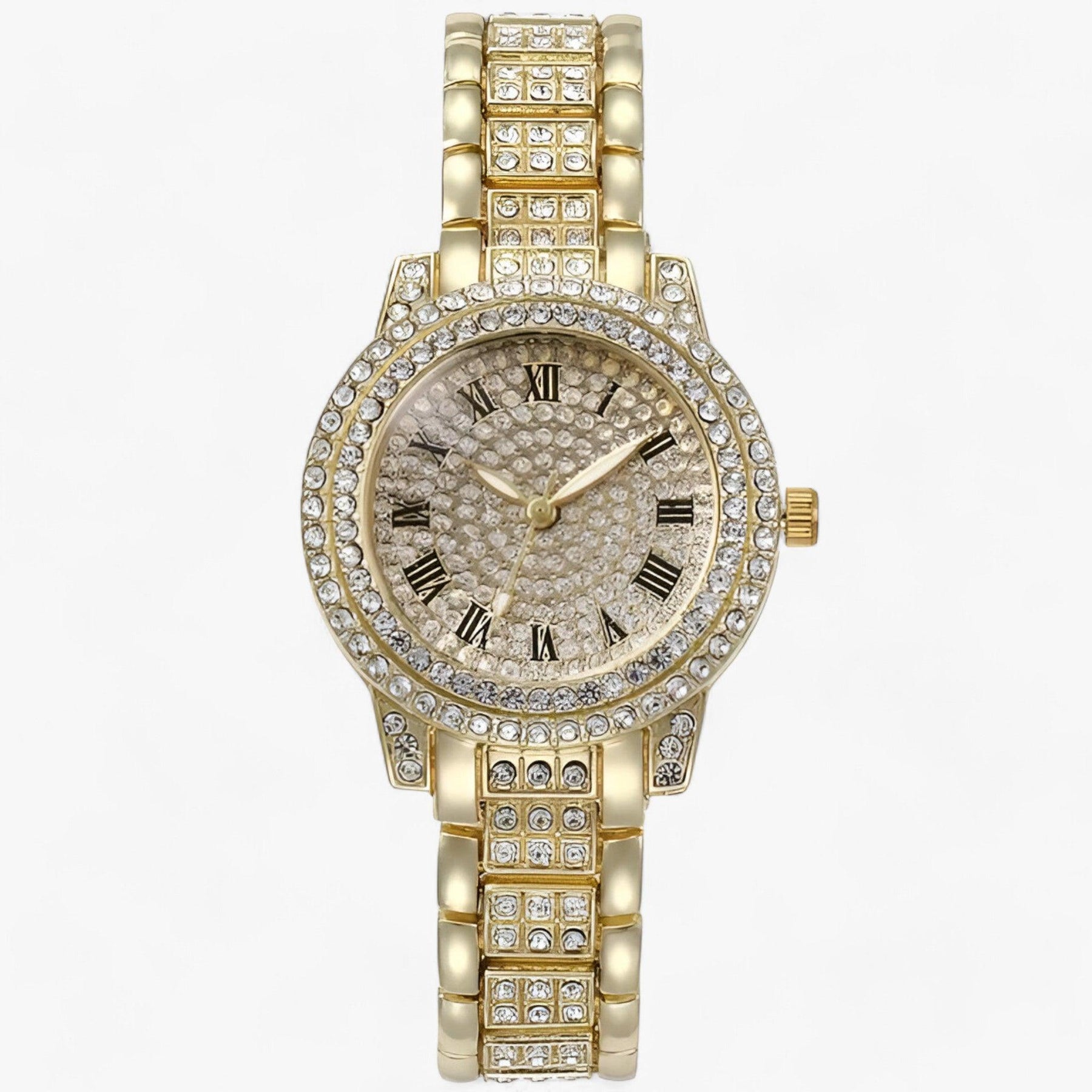 watches : Luxe Horloge met Volledige Diamanten Dames - Elegant en Modieus voor - Zilver in Gouden van Pantino