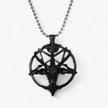 Pendant Necklace : Ketting met Pentagram Hanger Dames - Vintage Charme - Zwart in Zwart 50cm van Pantino