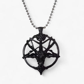 Pendant Necklace : Ketting met Pentagram Hanger Dames - Vintage Charme - Zwart in Zwart 50cm van Pantino