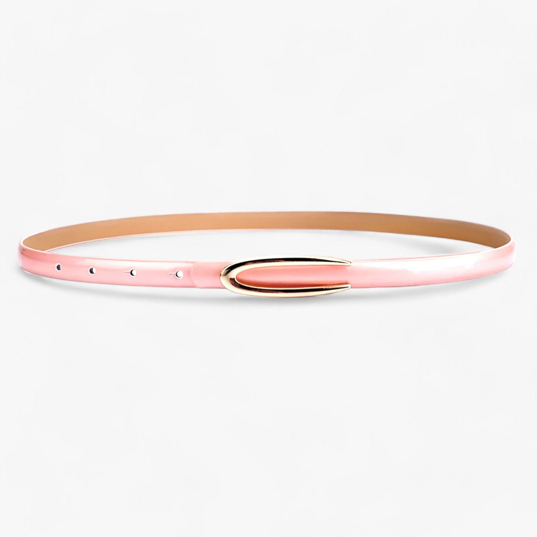 Belt : Elegante Jurk Skinne Patenten Leren Riem - Verfijnt Je Look - Rood in Roze 105CM van Pantino