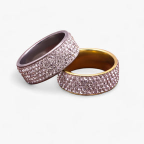 Ring : Ring Dames Zilver - Kristallen Trouwring - Elegante Roestvrij Staal in van Pantino
