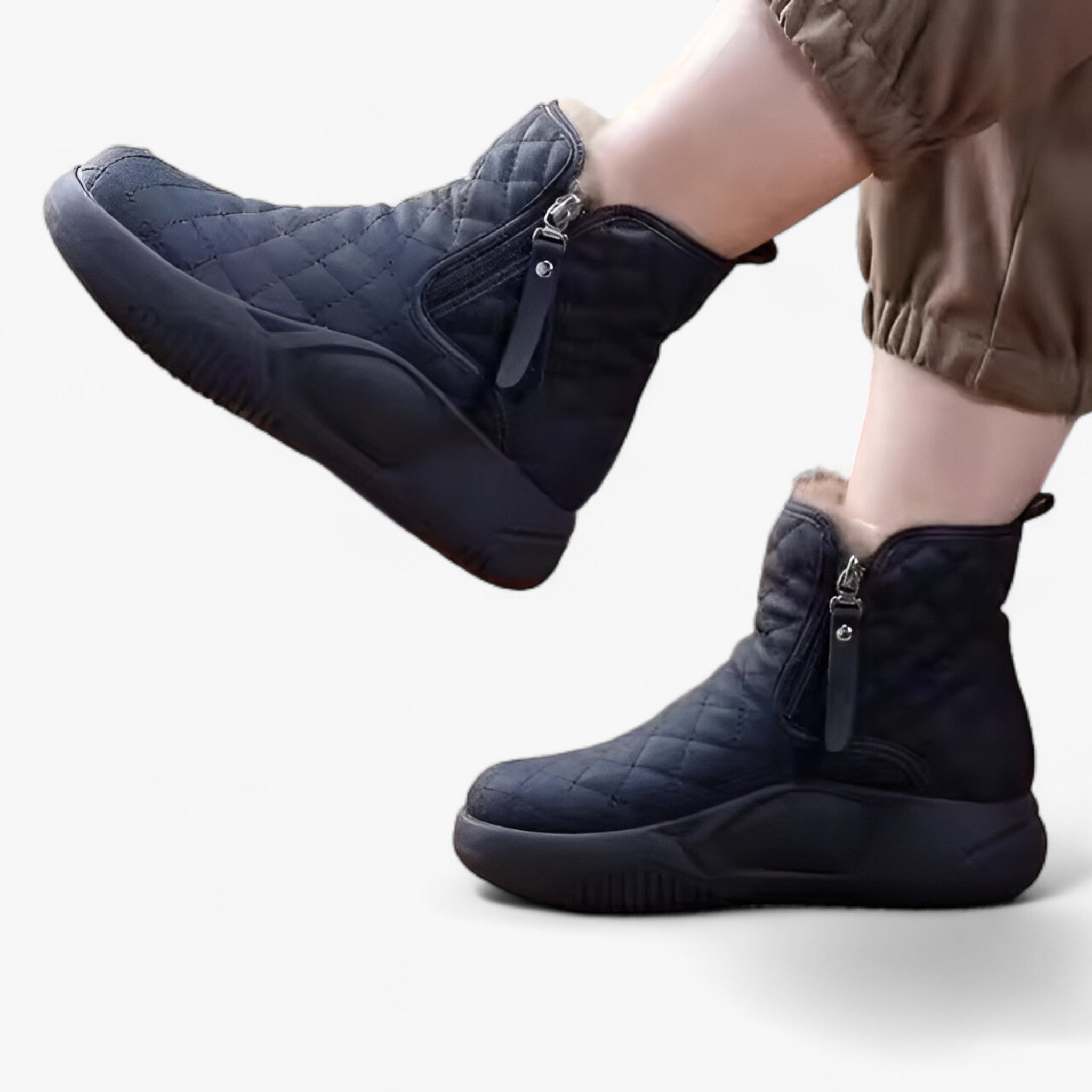 Snow Boots : Sneeuwlaarzen met Zijchain - Dikke Zool en Warme Comfort voor de Winter in Blauw van Pantino