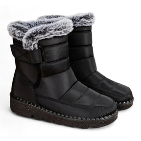 Snow Boots : Laarzen Dames Zwart - Katoenen Sneeuwlaarzen - Warm en Waterdichte Winterbescherming in Zwart van Pantino