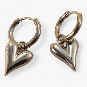 Earrings : Hart Huggie Hoops - Anti-Aanslag Gouden Charme - Zilver in Zilver van Pantino