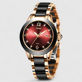 watches : Keramische Klok - Tijdloze Schoonheid en Betrouwbaarheid - Zilver Zwart in Roségoud Rood van Pantino