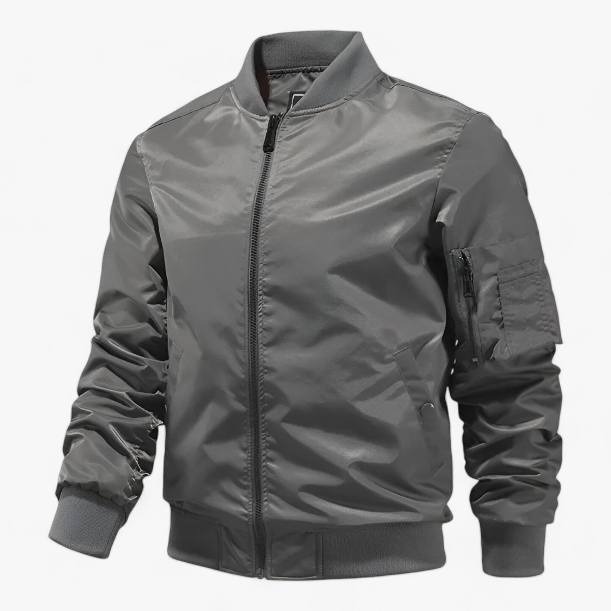 Bomber Jacket : Pilotenjacke Heren - Staande Kragen Vliegerjack Eenkleurig - Zwart in Grijs van Pantino