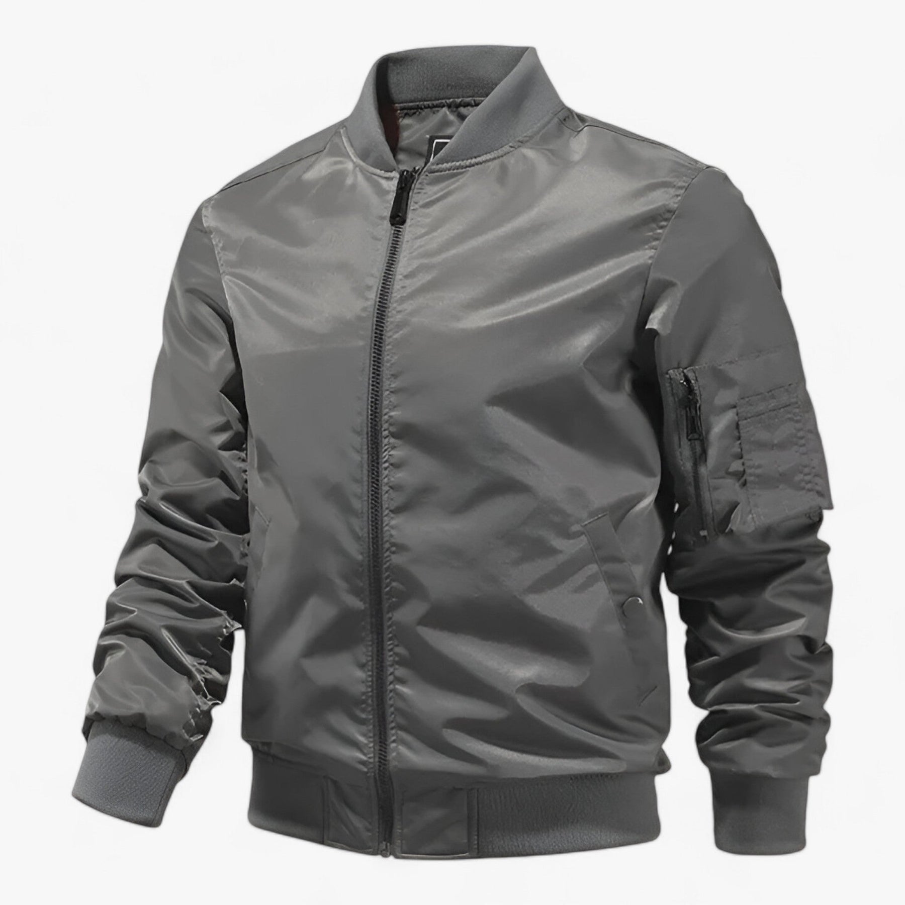 Bomber Jacket : Pilotenjacke Heren - Staande Kragen Vliegerjack Eenkleurig - Zwart in Grijs van Pantino