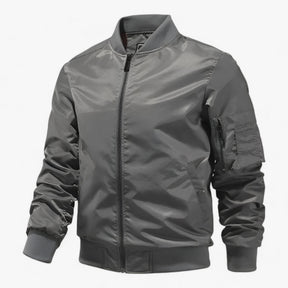 Bomber Jacket : Pilotenjacke Heren - Staande Kragen Vliegerjack Eenkleurig - Zwart in Grijs van Pantino