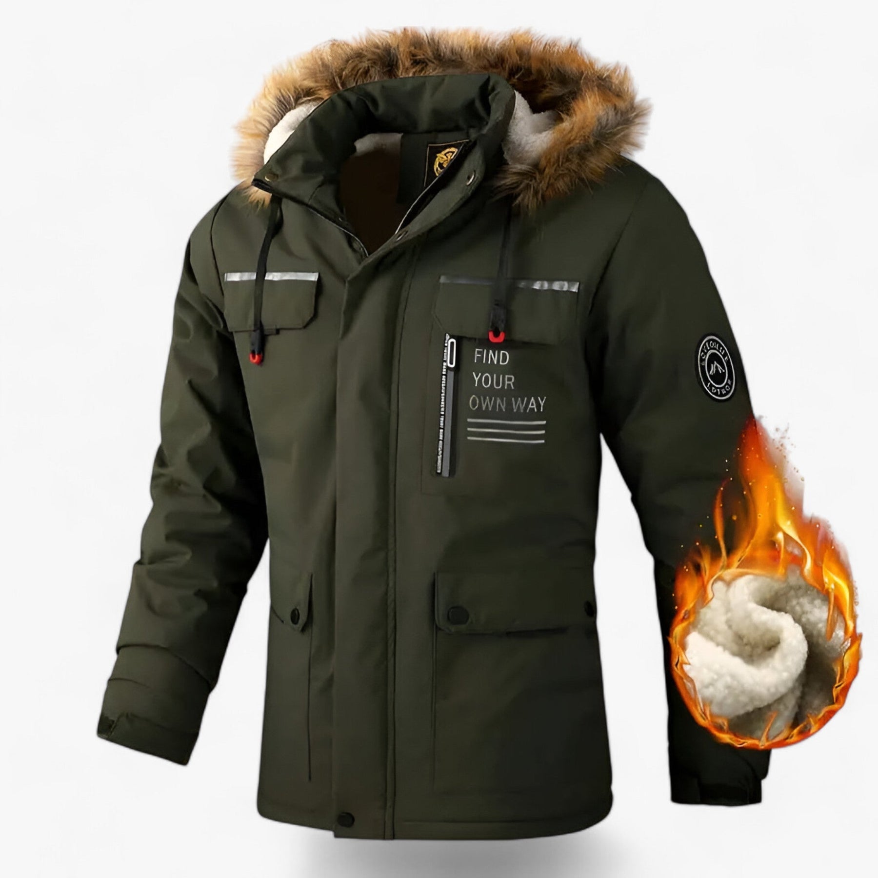 outdoor equipment : Heren Windjack - Waterdichte Winterbescherming - Wit in Groen-Dik van Pantino