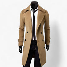 Trench Coat : Trenchcoat voor Heren - Thermoregulerende Elegantie Zwart in Khaki van Pantino
