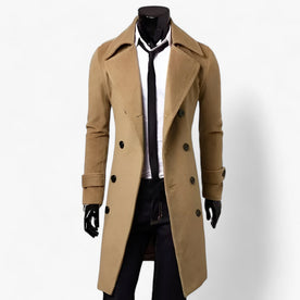 men's coat : Trenchcoat voor Heren - Thermoregulerende Elegantie Zwart in Khaki van Pantinoshop