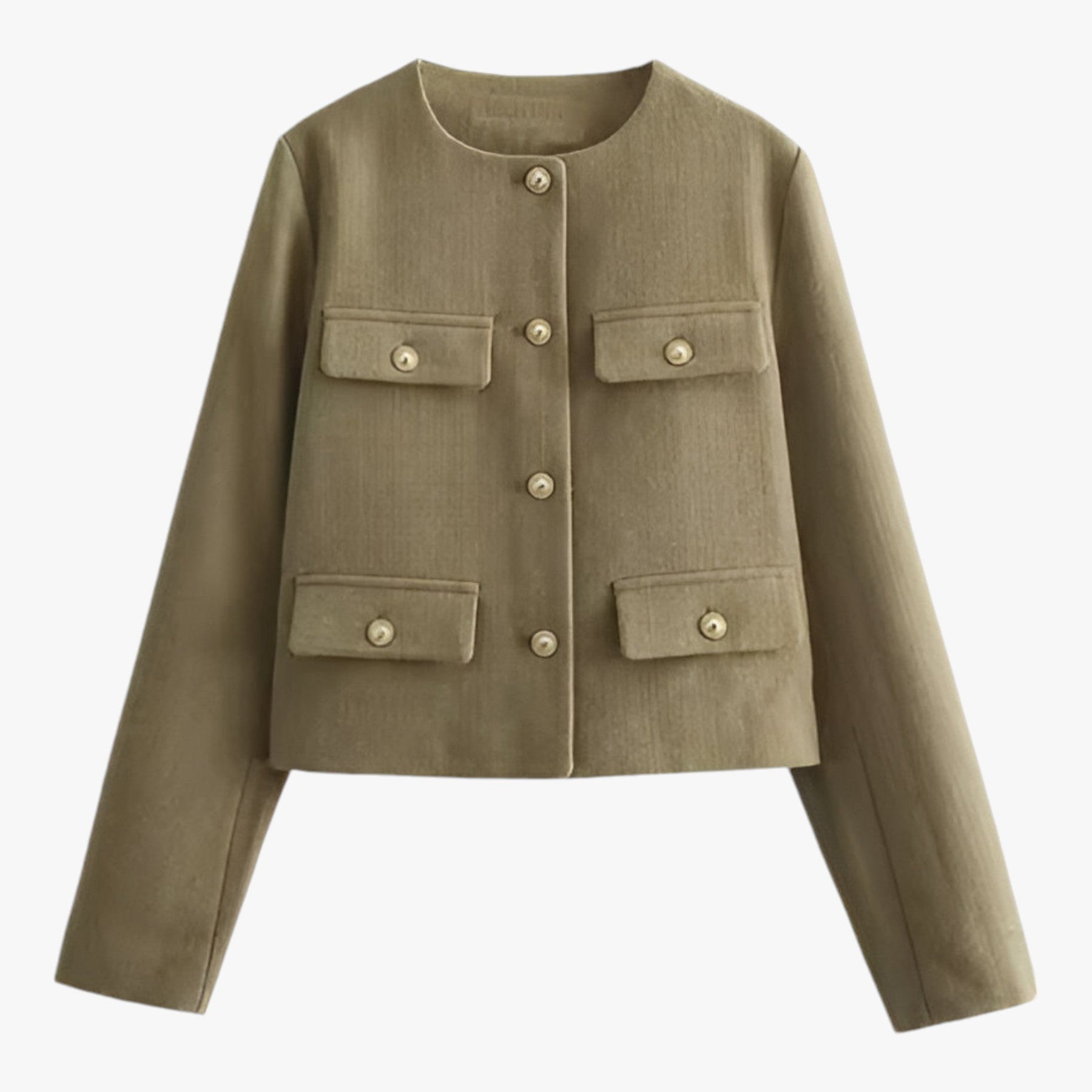 Cropped Tweed Jacket : Jack Zwart - Crop-Jacke van Tweed - Elegante Franje-Details voor de Herfst in Donkerolijf van Pantino
