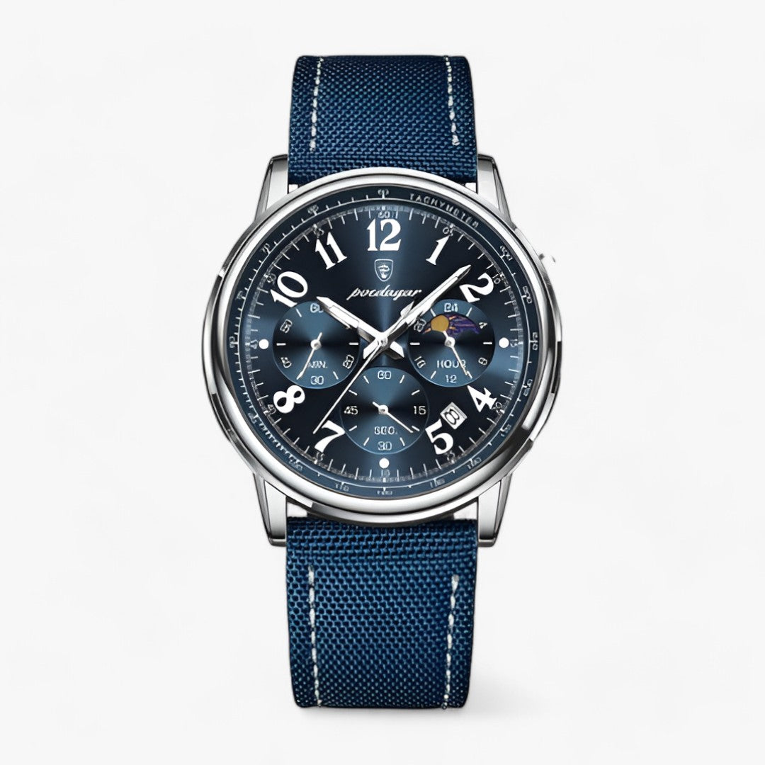 watches : Horloge Roségoud Bruin - Luxe Militair Sporthorloge - Waterdicht & Lichtgevend in Sølv Blå van Pantino